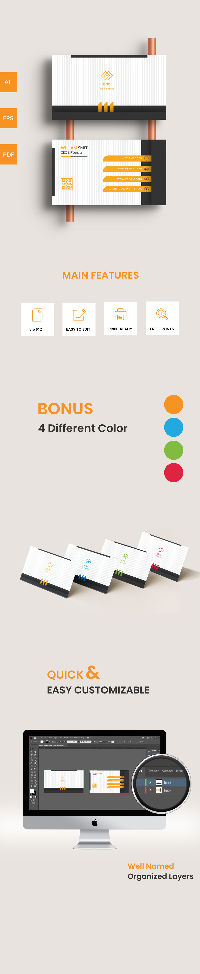 Modern Multi-Purpose Business Card - Corporate Identity Template