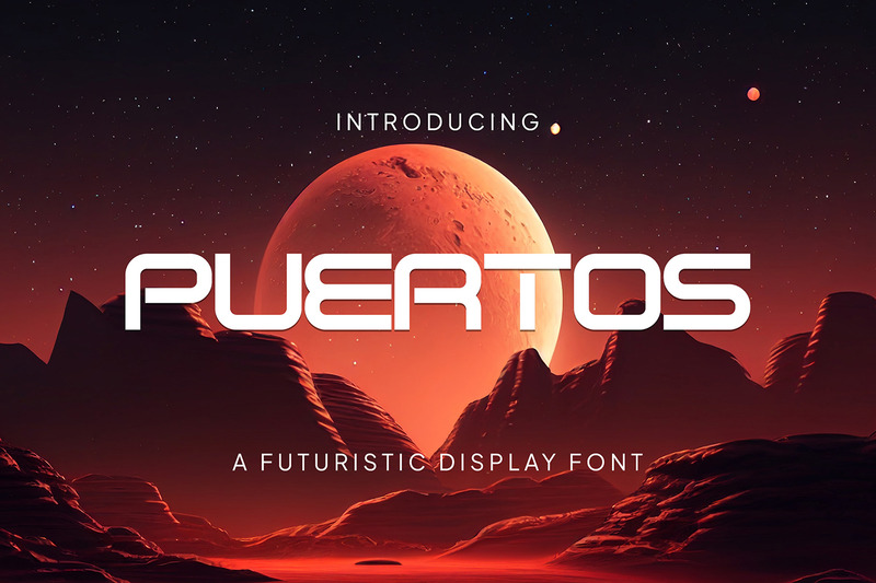 Puertos - geometrisk futuristisk display teckensnitt - Features Image 1