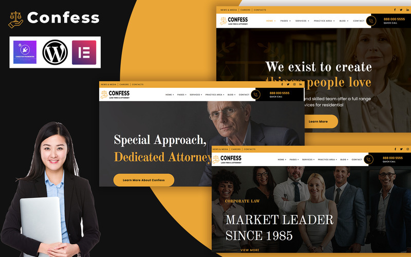 Confess - Lawyer Attorney and Law Firm WordPress Elementor Theme - Features Image 1