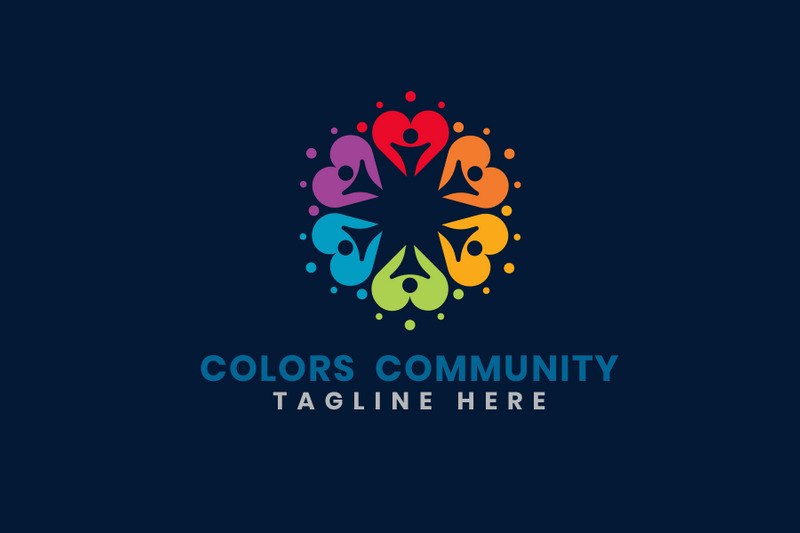 Colourful People and Heart Logo Template - Features Image 1
