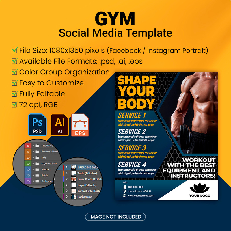 Modello di social media feed palestra - Caratteristiche Immagine 1