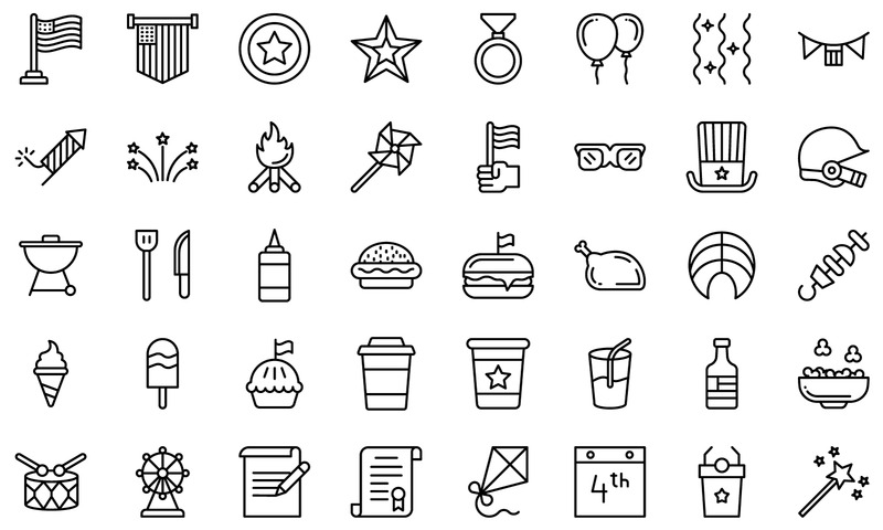 Set van 4 juli gekleurde lijn iconen - Features Image 3