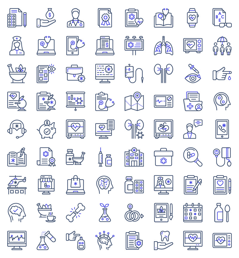 70+ 医疗保健创意设计图标 - Features Image 1