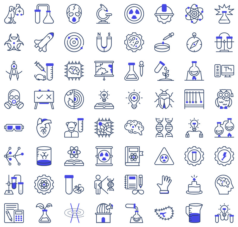 70 uppsättning vetenskapliga experiment platta vektorer ikoner - Features Image 1