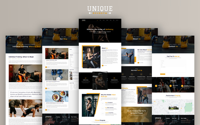 Unique RoubGym Website PSD Template - Features Image 1