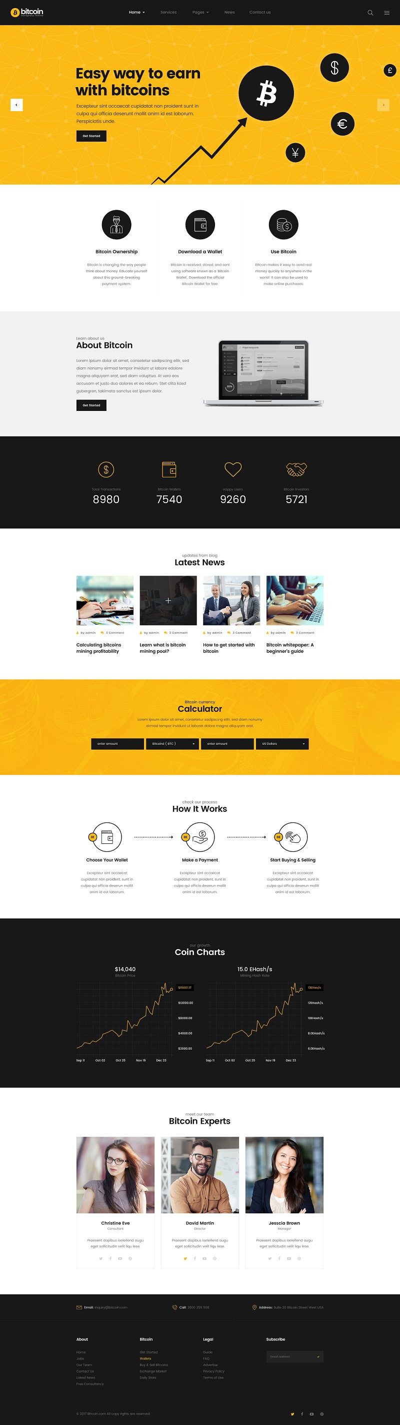 Bitcoin - ICO and Cryptocurrency PSD Template - Features Image 1