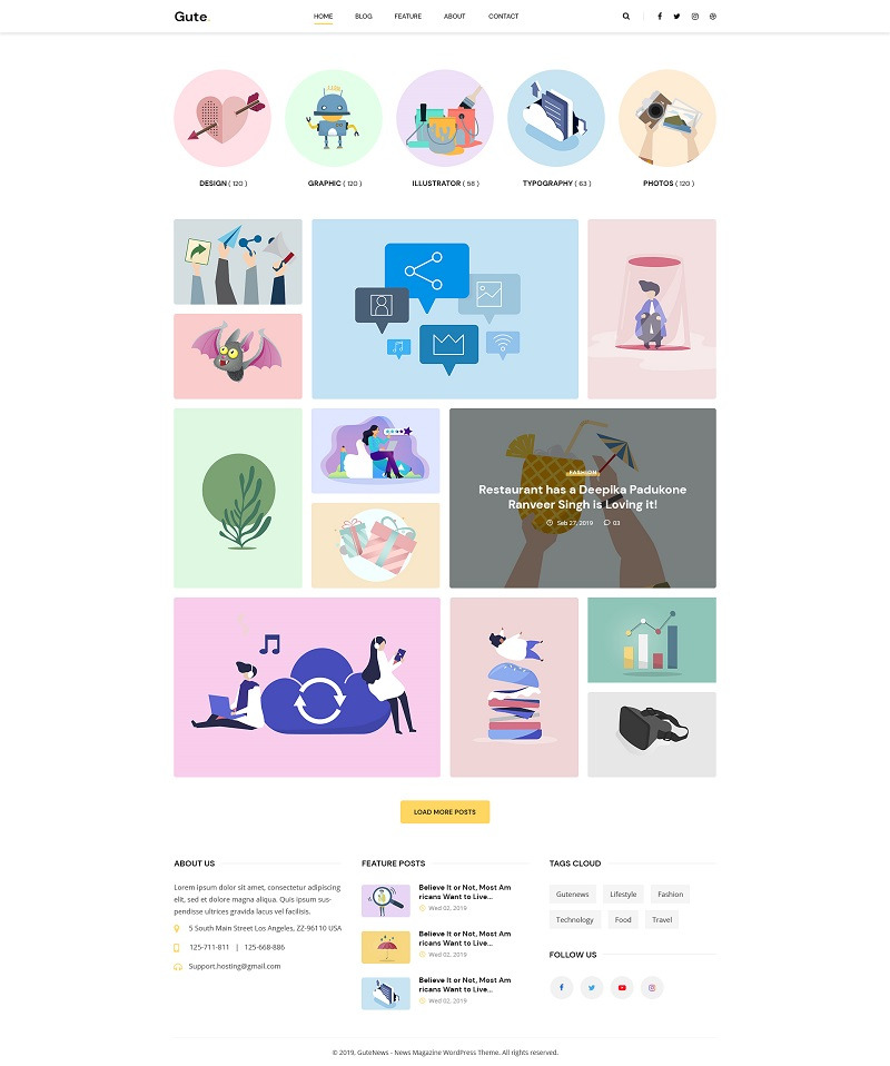 Gute | Minimalist Blog PSD Template - Features Image 1