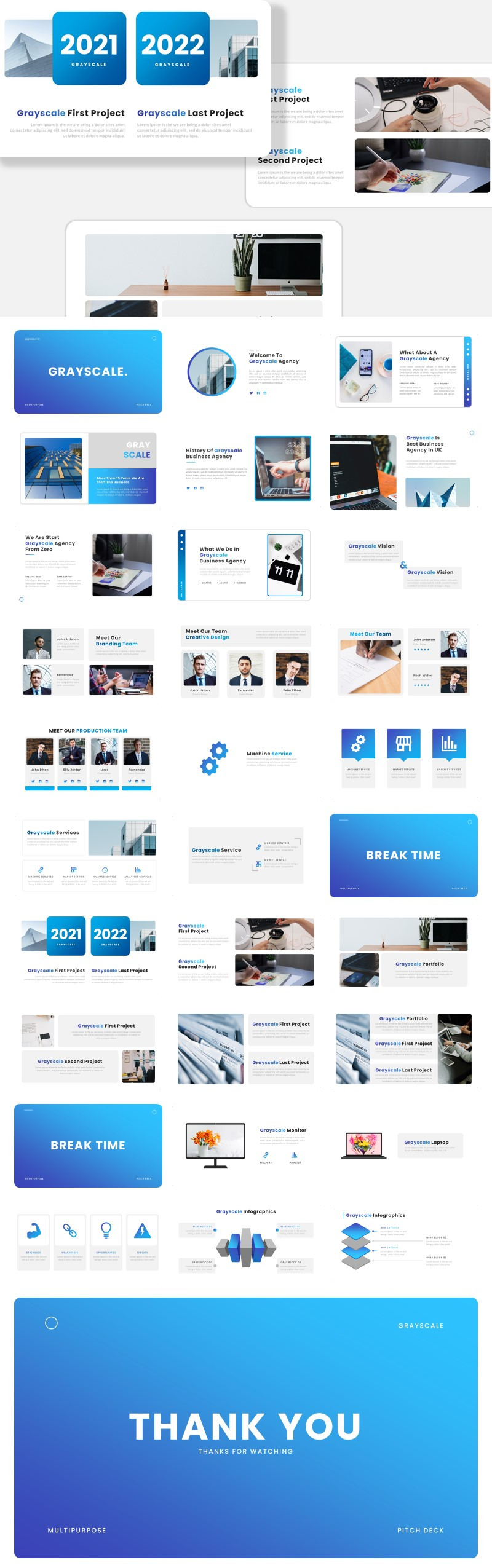 Skala szarości — uniwersalny szablon biznesowych prezentacji Google - Obraz funkcji 1