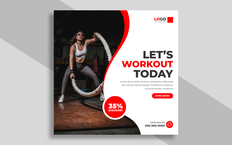 Fitness Workout Gym Social Media Instagram post Ver-1 - Features Image 1