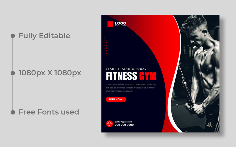 Fitness Gym Social Media Post Template Ver-4 - Features Image 1