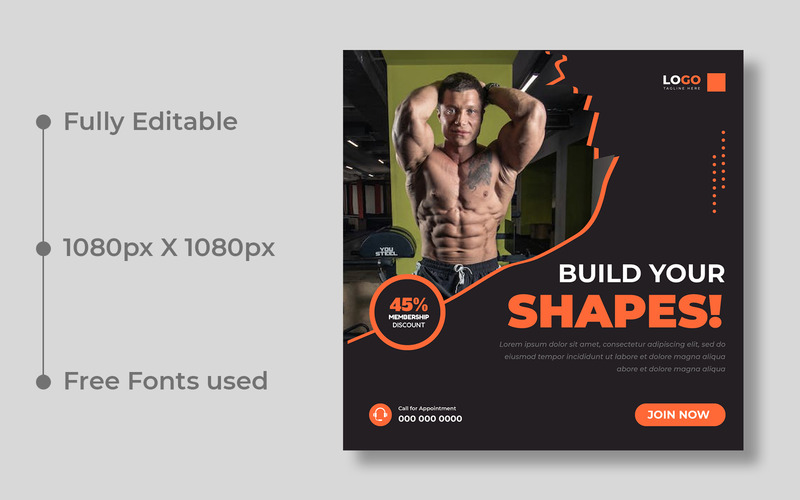 Fitness Gym Social Media Post Template Ver-2 - Features Image 1
