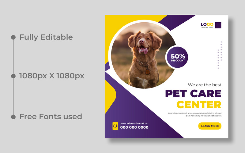 Pet Care Social Media Post Template Ver-5 - Features Image 1