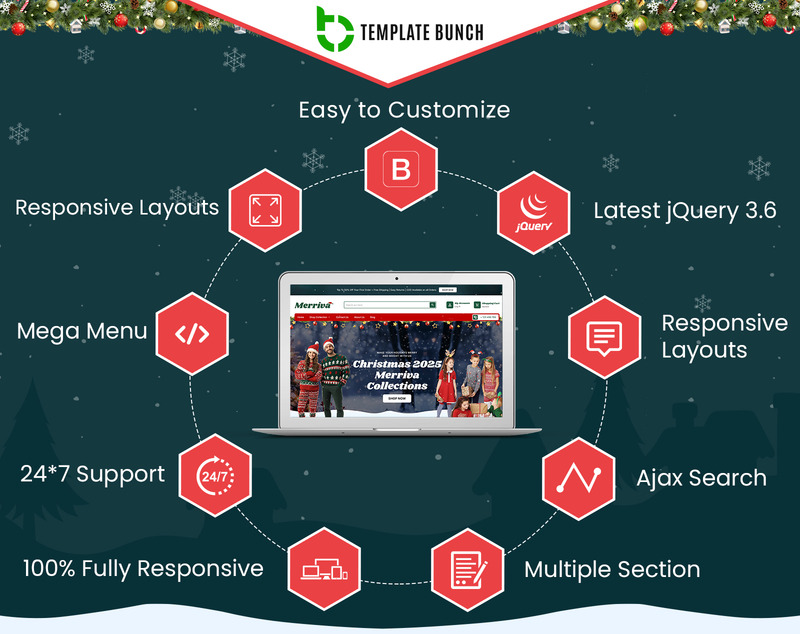 Merriva – Рождественская адаптивная тема Shopify для электронной коммерции - Features Image 1