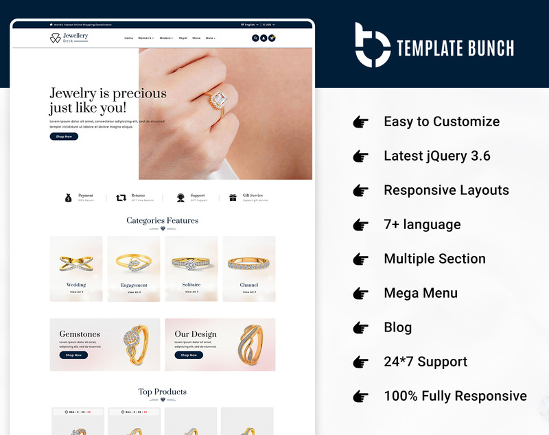Jewellery Deck - Responsive Prestashop Theme for eCommerce - Features Image 1