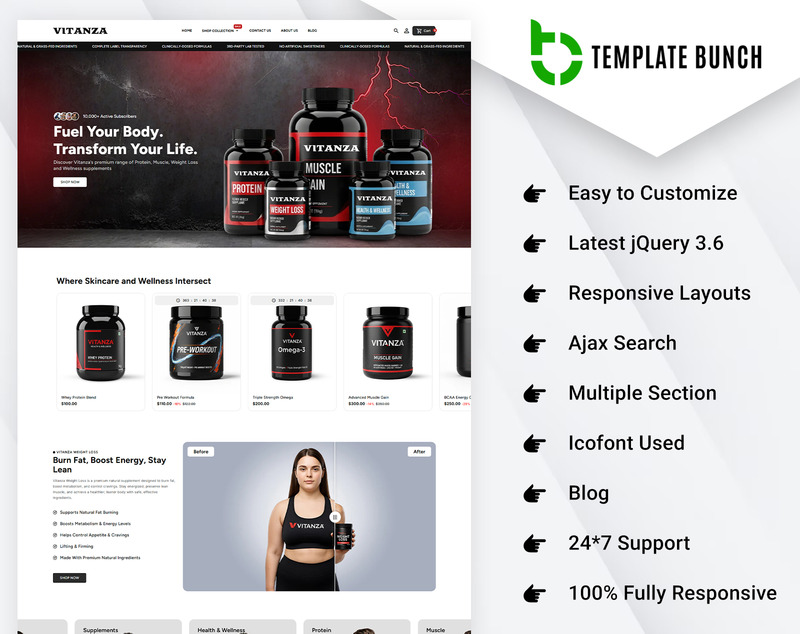 Vitanza — адаптивная Shopify-тема для интернет-магазина витаминов и продуктов питания - Features Image 1