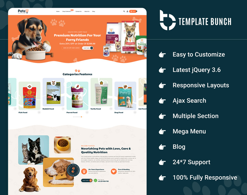 Petco - Tema Shopify reattivo per alimenti per animali domestici per l'eCommerce - Caratteristiche Immagine 2