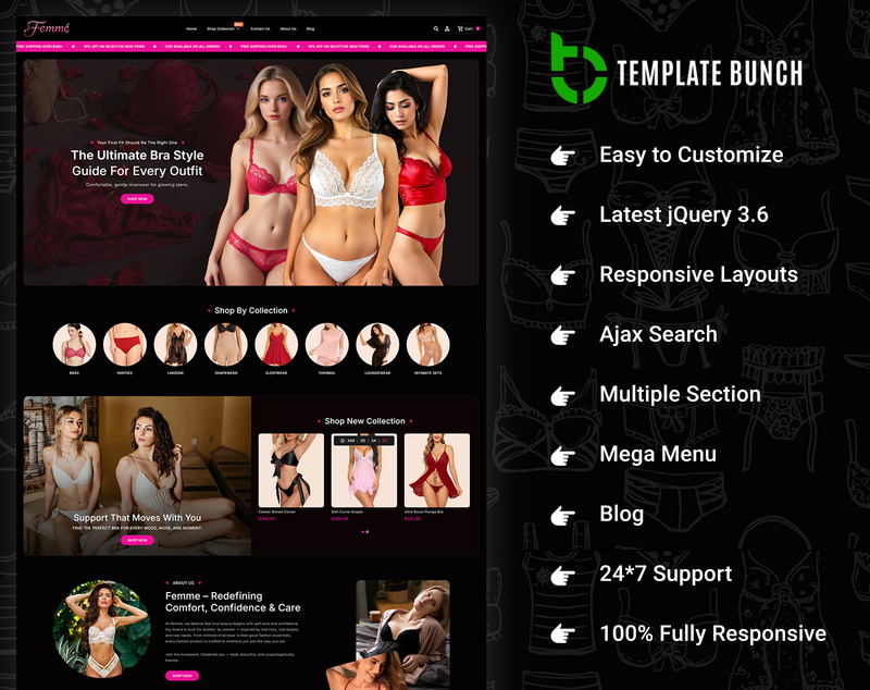 Femme - Thème Shopify réactif et polyvalent pour vêtements de nuit - Caractéristiques de l’image 2