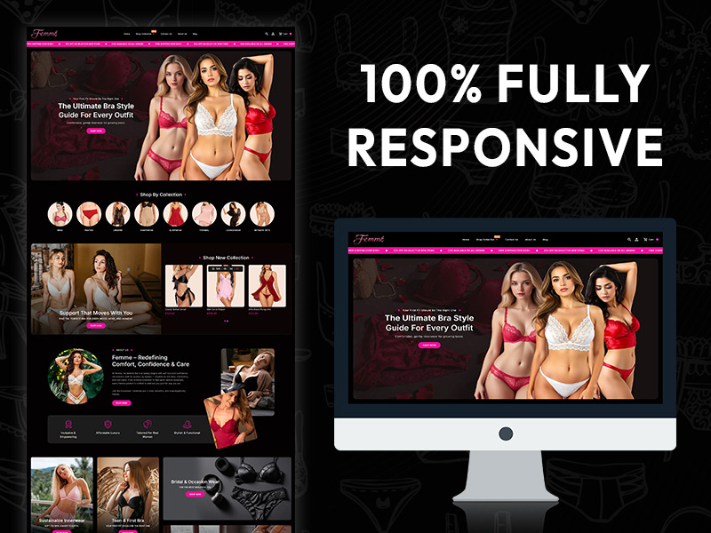 Femme - Thème Shopify réactif et polyvalent pour vêtements de nuit - Caractéristiques de l’image 1