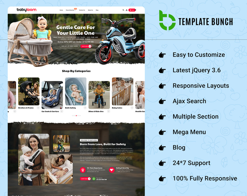 Baby Loom — адаптивна тема Shopify для електронної комерції - Features Image 1