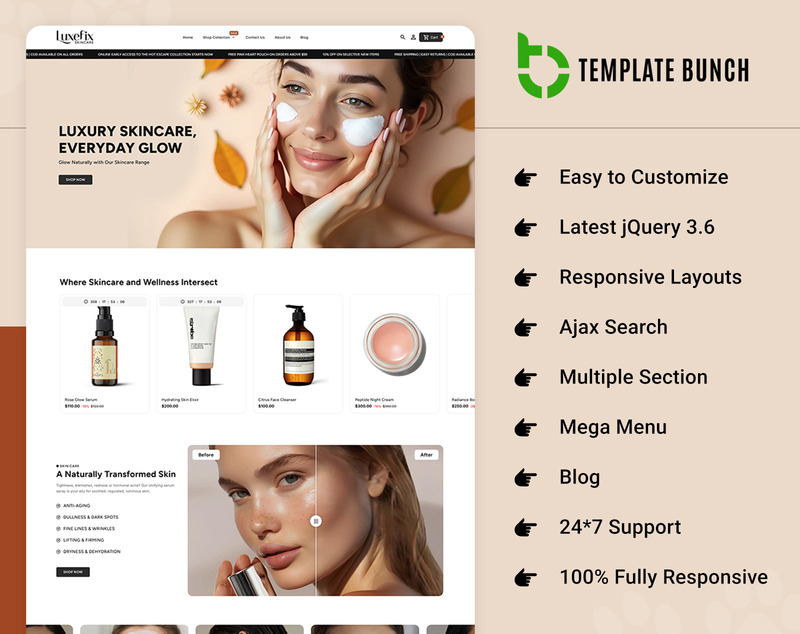 Luxefix - Tema responsivo de Shopify para comercio electrónico de belleza y cuidado de la piel - Características Imagen 2