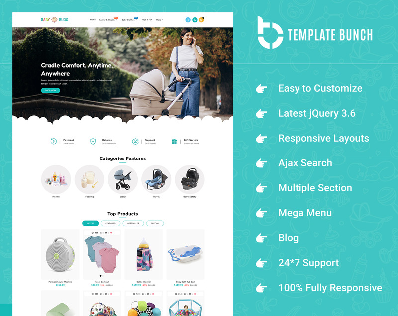 Baby Buds – Responsives Shopify-Theme für E-Commerce - Eigenschaften Bild 1