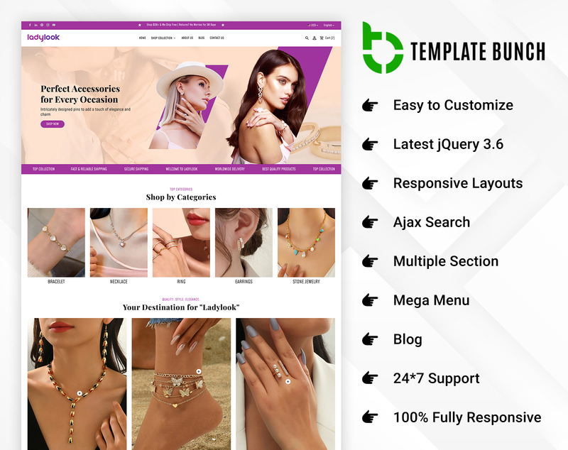 LadyLook – responsywny motyw Shopify dla branży jubilerskiej dla eCommerce - Obraz funkcji 2