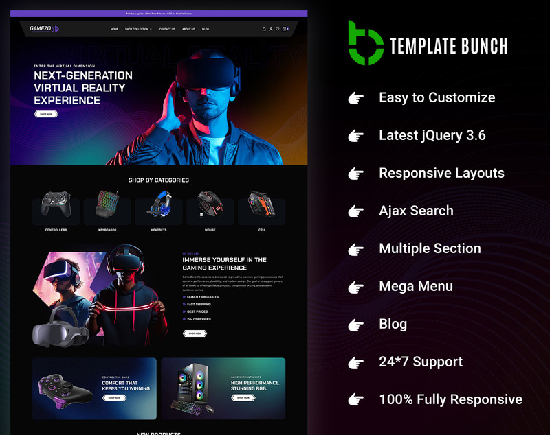 Gamezo - Thème Shopify responsive pour le e-commerce - Caractéristiques de l’image 1