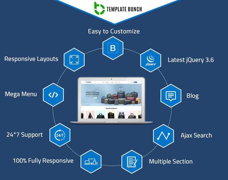 TravelTrip – Tema Shopify reattivo per borse ed e-commerce - Caratteristiche Immagine 1
