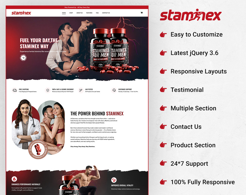 Steminex — многоцелевая тема Shopify для одного продукта - Features Image 1