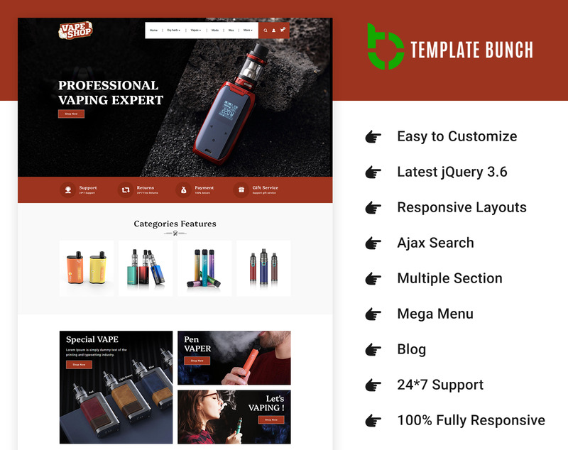 Vape Shop - Responsive Prestashop Theme for eCommerce - Features Image 1
