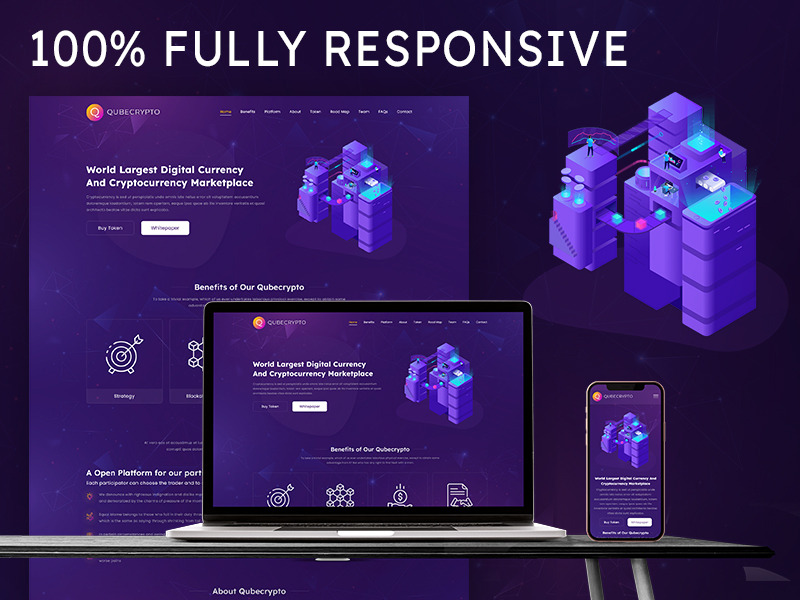 Qubecrypto - Largest Digital Currency and Cryptocurrency Marketplace HTML Website Template - Features Image 1