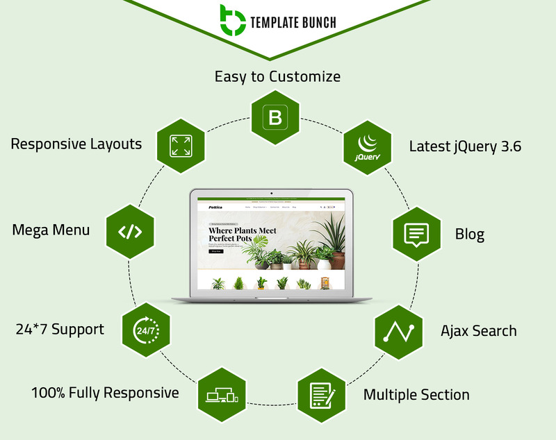 Pottica – Responsives Shopify-Theme für Pflanzen im E-Commerce - Eigenschaften Bild 1