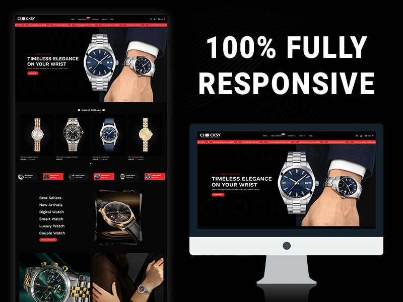 Clocksy - адаптивна тема Shopify для інтернет-комерції від The Watch Shop - Features Image 1