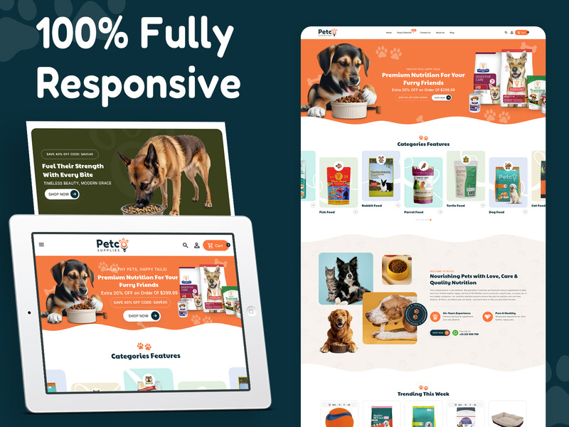 Petco - Tema Shopify reattivo per alimenti per animali domestici per l'eCommerce - Caratteristiche Immagine 1