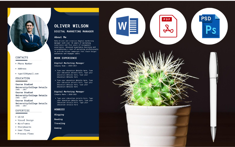 Professional, Modern & Creative Editable Digital Marketing Manager Resume CV Template - Features Image 4