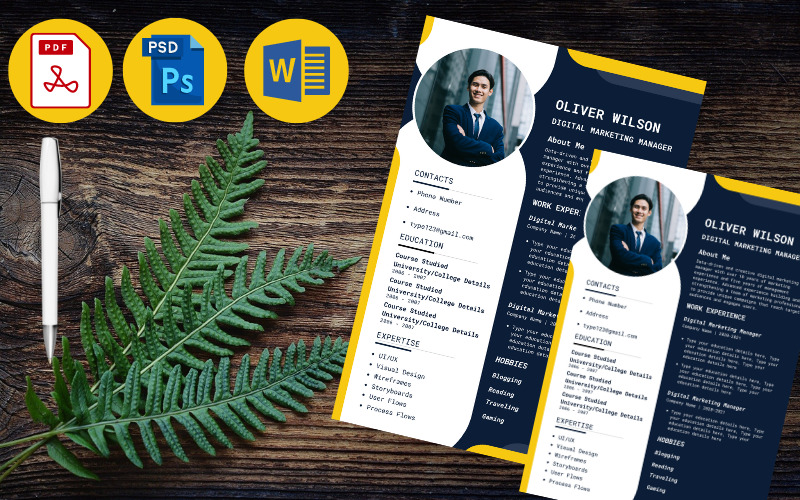 Professional, Modern & Creative Editable Digital Marketing Manager Resume CV Template - Features Image 2