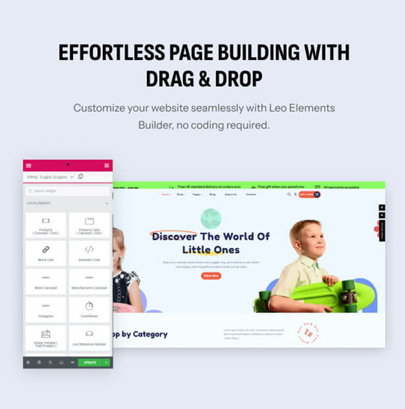 Leo Lora Elementor  – Kids Toy Store Prestashop Theme - Features Image 1