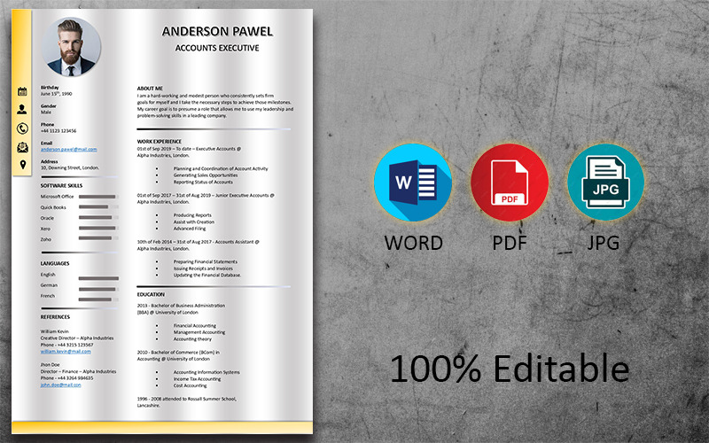 Gray & Yellow Simple Modern Professional Printable Resume Template - Features Image 1