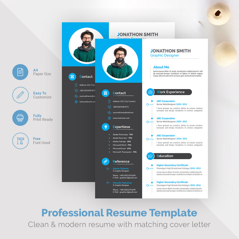 Modello di curriculum professionale con elegante lettera di presentazione - Caratteristiche Immagine 1
