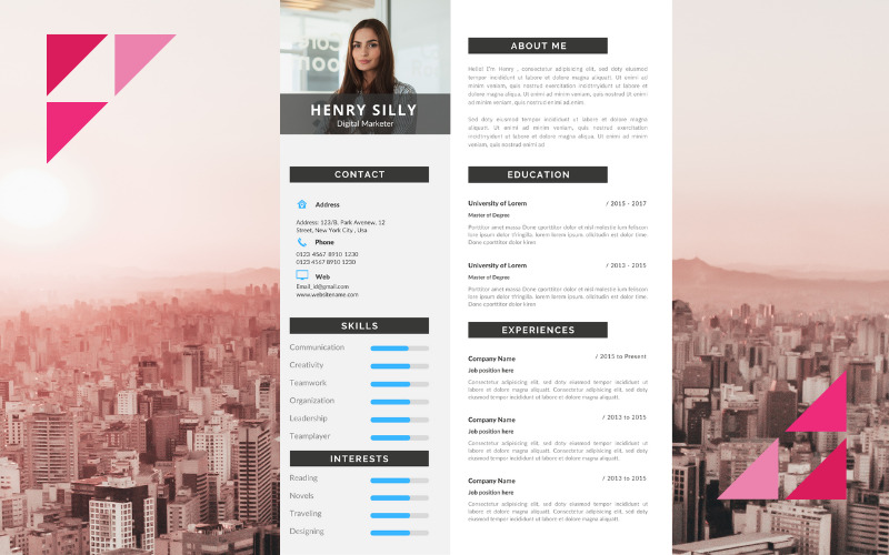 Colorful Blue Black Modern Resume Template - Features Image 1