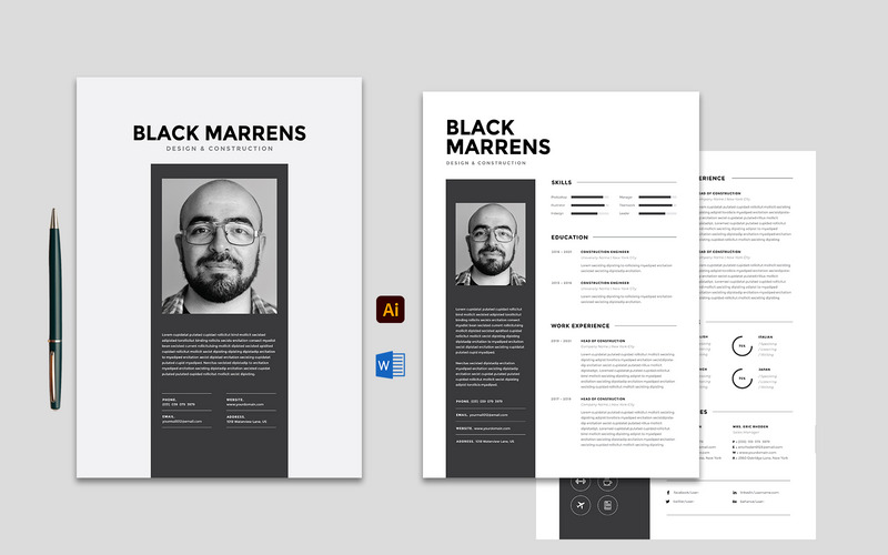 Black Marren's Resume Template - Features Image 1
