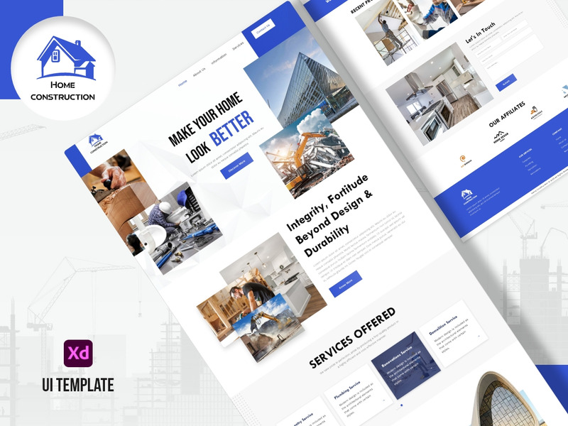 Szablon budowy domu — interfejs użytkownika Adobe XD - Obraz funkcji 1