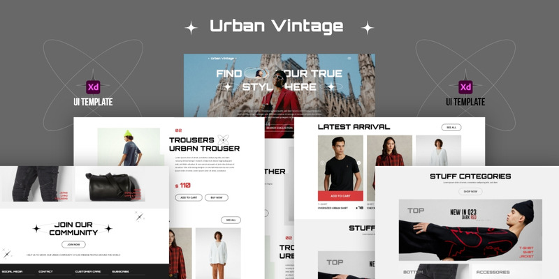 Urban Vintage UI Template - UI Adobe XD - Features Image 1
