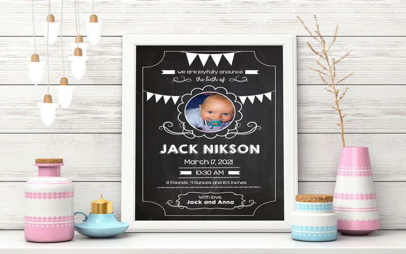 Baba születési hirdetmény | Baby Shower Meghívó | Modern Baba születés Meghívó | Uniszex babazuhany - Features Image 8