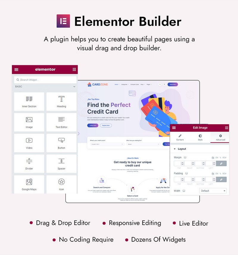 CardZone - партнерская торговая площадка кредитных карт для Elementor WooCommerce WordPress Theme - Features Image 2