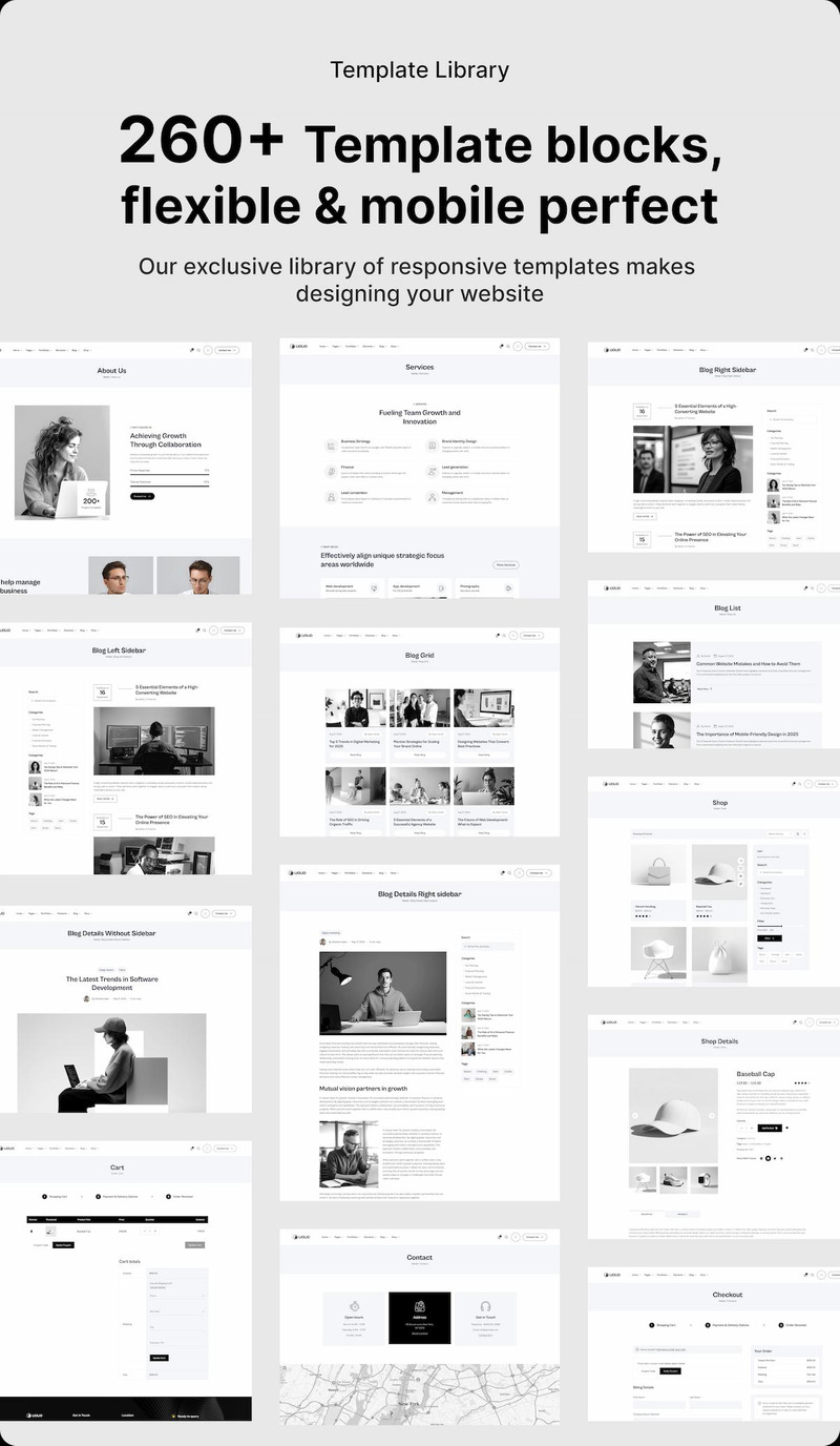 Pixelora – Tema WordPress Elementor per agenzia creativa e portfolio - Caratteristiche Immagine 5