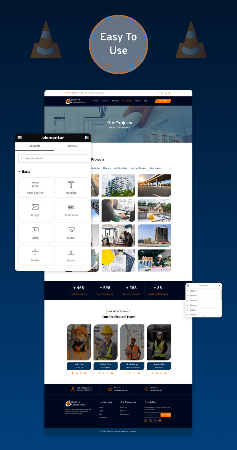 Sito Web Elementor WordPress della società di costruzioni RealVue - Caratteristiche Immagine 3