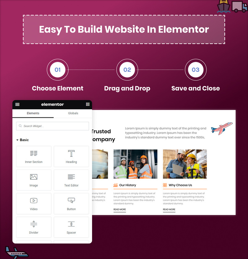 Portage Logistics and Transportation WordPress Elementor Website Template - Features Image 6