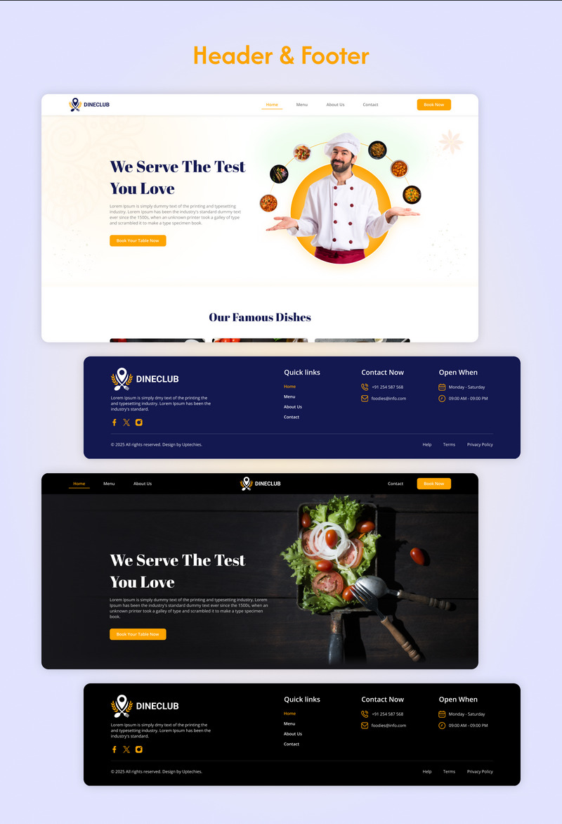 Dine Club – sada vstupní stránky restaurace Figma - Features Image 5