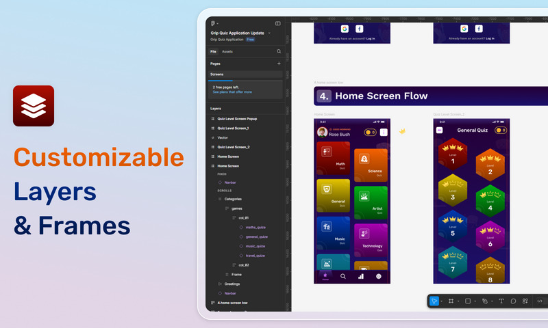 Grip Quiz - Mobiele applicatie Figma Kit - Features Image 4